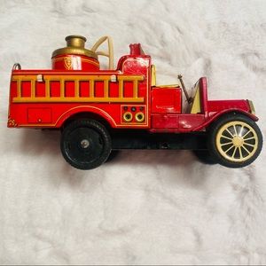 Old Smoky Friction Powered Firetruck Tin Lithographed Cragstan Toys Japan 1950’s